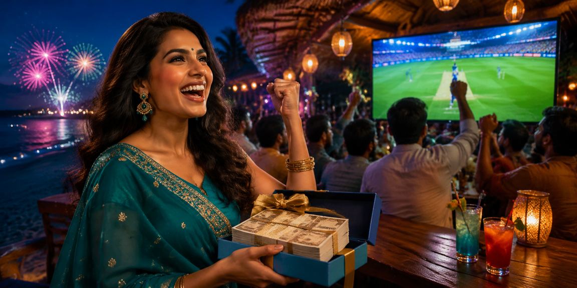 Players in traditional attire enjoying Andar Bahar and cricket betting in India